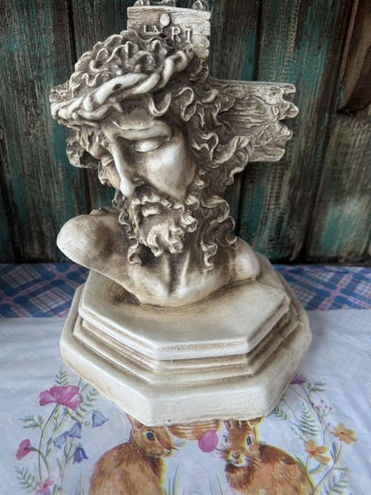 Plaster classical bust with a vine crown