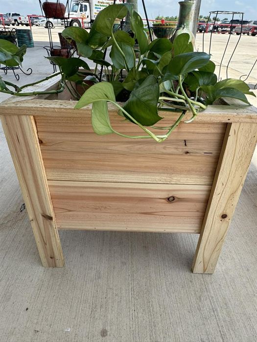 Slatted cedar planter box