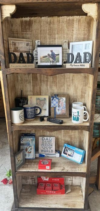 Four-tier weathered wood display shelf